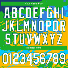 Load image into Gallery viewer, Custom Graffiti Pattern White-Kelly Green Hiphop Abstract Urban Street Art 3D Bomber Full-Snap Varsity Letterman Jacket