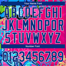 Load image into Gallery viewer, Custom Graffiti Pattern Royal-White Hiphop Abstract Urban Street Art 3D Bomber Full-Snap Varsity Letterman Jacket