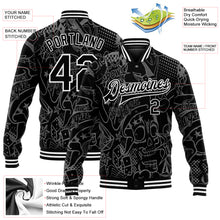 Load image into Gallery viewer, Custom Graffiti Pattern Black-White Skull Fashion 3D Bomber Full-Snap Varsity Letterman Jacket