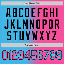 Load image into Gallery viewer, Custom Sky Blue Pink-Black Bomber Full-Snap Varsity Letterman Gradient Fashion Jacket