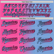 Load image into Gallery viewer, Custom Light Blue Pink-Black Bomber Full-Snap Varsity Letterman Gradient Fashion Jacket