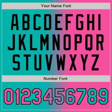 Load image into Gallery viewer, Custom Aqua Pink-Black Bomber Full-Snap Varsity Letterman Gradient Fashion Jacket
