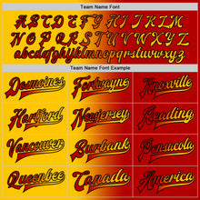 Load image into Gallery viewer, Custom Red Yellow-Black Bomber Full-Snap Varsity Letterman Gradient Fashion Jacket
