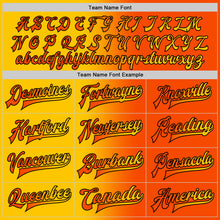 Load image into Gallery viewer, Custom Orange Yellow-Black Bomber Full-Snap Varsity Letterman Gradient Fashion Jacket