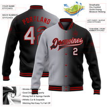 Load image into Gallery viewer, Custom Black Gray-Red Bomber Full-Snap Varsity Letterman Gradient Fashion Jacket