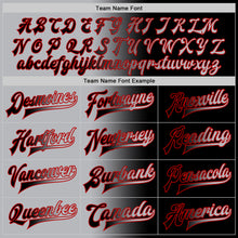 Load image into Gallery viewer, Custom Black Gray-Red Bomber Full-Snap Varsity Letterman Gradient Fashion Jacket