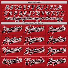 Load image into Gallery viewer, Custom Red Black-White Bomber Full-Snap Varsity Letterman Two Tone Jacket