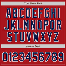 Load image into Gallery viewer, Custom Red Navy-White Bomber Full-Snap Varsity Letterman Two Tone Jacket