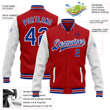 Load image into Gallery viewer, Custom Red Royal-White Bomber Full-Snap Varsity Letterman Two Tone Jacket