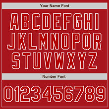 Load image into Gallery viewer, Custom Red White Bomber Full-Snap Varsity Letterman Two Tone Jacket