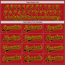 Load image into Gallery viewer, Custom Red Black-Gold Bomber Full-Snap Varsity Letterman Two Tone Jacket