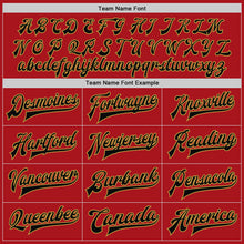 Load image into Gallery viewer, Custom Red Black-Old Gold Bomber Full-Snap Varsity Letterman Two Tone Jacket