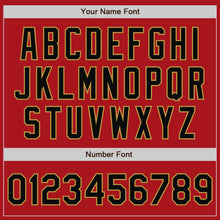 Load image into Gallery viewer, Custom Red Black-Old Gold Bomber Full-Snap Varsity Letterman Two Tone Jacket