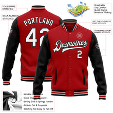 Load image into Gallery viewer, Custom Red White-Black Bomber Full-Snap Varsity Letterman Two Tone Jacket