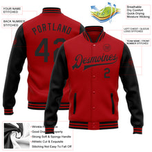 Load image into Gallery viewer, Custom Red Black Bomber Full-Snap Varsity Letterman Two Tone Jacket
