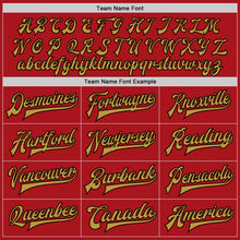 Load image into Gallery viewer, Custom Red Old Gold-Black Bomber Full-Snap Varsity Letterman Two Tone Jacket