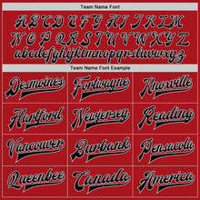 Load image into Gallery viewer, Custom Red Black-Gray Bomber Full-Snap Varsity Letterman Two Tone Jacket