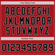 Load image into Gallery viewer, Custom Red Black-Gray Bomber Full-Snap Varsity Letterman Two Tone Jacket