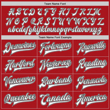 Load image into Gallery viewer, Custom Red White Black-Gray Bomber Full-Snap Varsity Letterman Two Tone Jacket