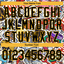 Load image into Gallery viewer, Custom Graffiti Pattern Black-Gold Vintage College Colorful Art 3D Bomber Full-Snap Varsity Letterman Jacket