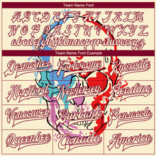 Load image into Gallery viewer, Custom Cream Maroon Skull Fashion 3D Bomber Full-Snap Varsity Letterman Jacket