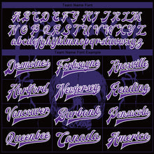 Load image into Gallery viewer, Custom Black Purple-White Skull Fashion 3D Bomber Full-Snap Varsity Letterman Jacket