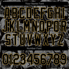 Load image into Gallery viewer, Custom Black Old Gold Skull Fashion 3D Bomber Full-Snap Varsity Letterman Jacket