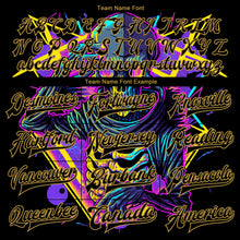 Load image into Gallery viewer, Custom Black Old Gold Psychedelic Skeleton Metal Apparel Dark Art 3D Bomber Full-Snap Varsity Letterman Jacket