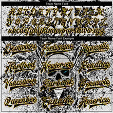 Load image into Gallery viewer, Custom Gray Black-Old Gold Skull With Feather 3D Bomber Full-Snap Varsity Letterman Two Tone Jacket