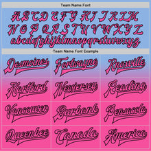 Load image into Gallery viewer, Custom Light Blue Pink-Black Bomber Full-Snap Varsity Letterman Fade Fashion Jacket