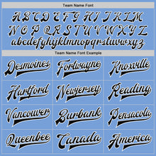 Load image into Gallery viewer, Custom Light Blue Black-White Bomber Full-Snap Varsity Letterman Two Tone Jacket