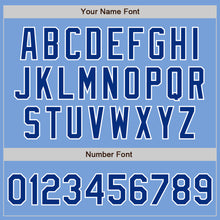 Load image into Gallery viewer, Custom Light Blue Royal-White Bomber Full-Snap Varsity Letterman Two Tone Jacket