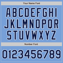 Load image into Gallery viewer, Custom Light Blue Navy-White Bomber Full-Snap Varsity Letterman Two Tone Jacket