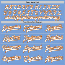 Load image into Gallery viewer, Custom Light Blue White-Texas Orange Bomber Full-Snap Varsity Letterman Two Tone Jacket