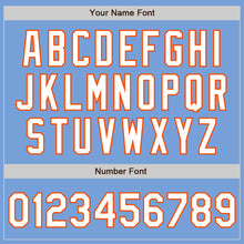 Load image into Gallery viewer, Custom Light Blue White-Orange Bomber Full-Snap Varsity Letterman Two Tone Jacket