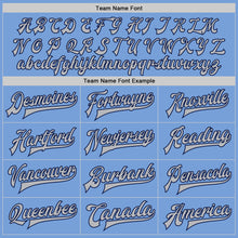 Load image into Gallery viewer, Custom Light Blue Gray-Navy Bomber Full-Snap Varsity Letterman Two Tone Jacket