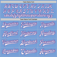 Load image into Gallery viewer, Custom Light Blue White-Purple Bomber Full-Snap Varsity Letterman Two Tone Jacket