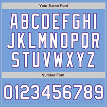 Load image into Gallery viewer, Custom Light Blue White-Purple Bomber Full-Snap Varsity Letterman Two Tone Jacket