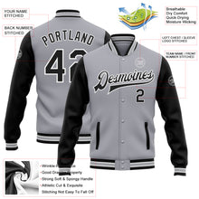 Load image into Gallery viewer, Custom Gray Black-White Bomber Full-Snap Varsity Letterman Two Tone Jacket