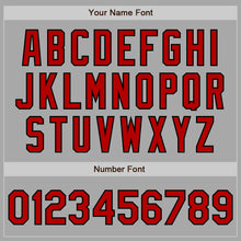 Load image into Gallery viewer, Custom Gray Red-Black Bomber Full-Snap Varsity Letterman Two Tone Jacket