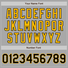 Load image into Gallery viewer, Custom Gray Black-Gold Bomber Full-Snap Varsity Letterman Two Tone Jacket