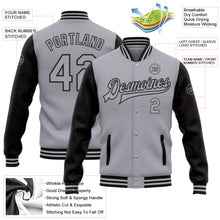 Load image into Gallery viewer, Custom Gray Black Bomber Full-Snap Varsity Letterman Two Tone Jacket