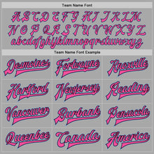 Load image into Gallery viewer, Custom Gray Pink Black-Light Blue Bomber Full-Snap Varsity Letterman Two Tone Jacket