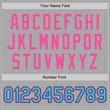 Load image into Gallery viewer, Custom Gray Sky Blue Black-Pink Bomber Full-Snap Varsity Letterman Two Tone Jacket