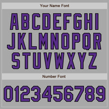 Load image into Gallery viewer, Custom Gray Purple-Black Bomber Full-Snap Varsity Letterman Two Tone Jacket