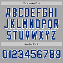 Load image into Gallery viewer, Custom Gray Royal-White Bomber Full-Snap Varsity Letterman Two Tone Jacket