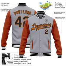 Load image into Gallery viewer, Custom Gray Black-Texas Orange Bomber Full-Snap Varsity Letterman Two Tone Jacket