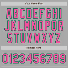 Load image into Gallery viewer, Custom Gray Pink-Kelly Green Bomber Full-Snap Varsity Letterman Two Tone Jacket