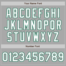 Load image into Gallery viewer, Custom Gray White-Kelly Green Bomber Full-Snap Varsity Letterman Two Tone Jacket