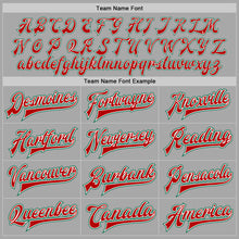 Load image into Gallery viewer, Custom Gray Red-Kelly Green Bomber Full-Snap Varsity Letterman Two Tone Jacket